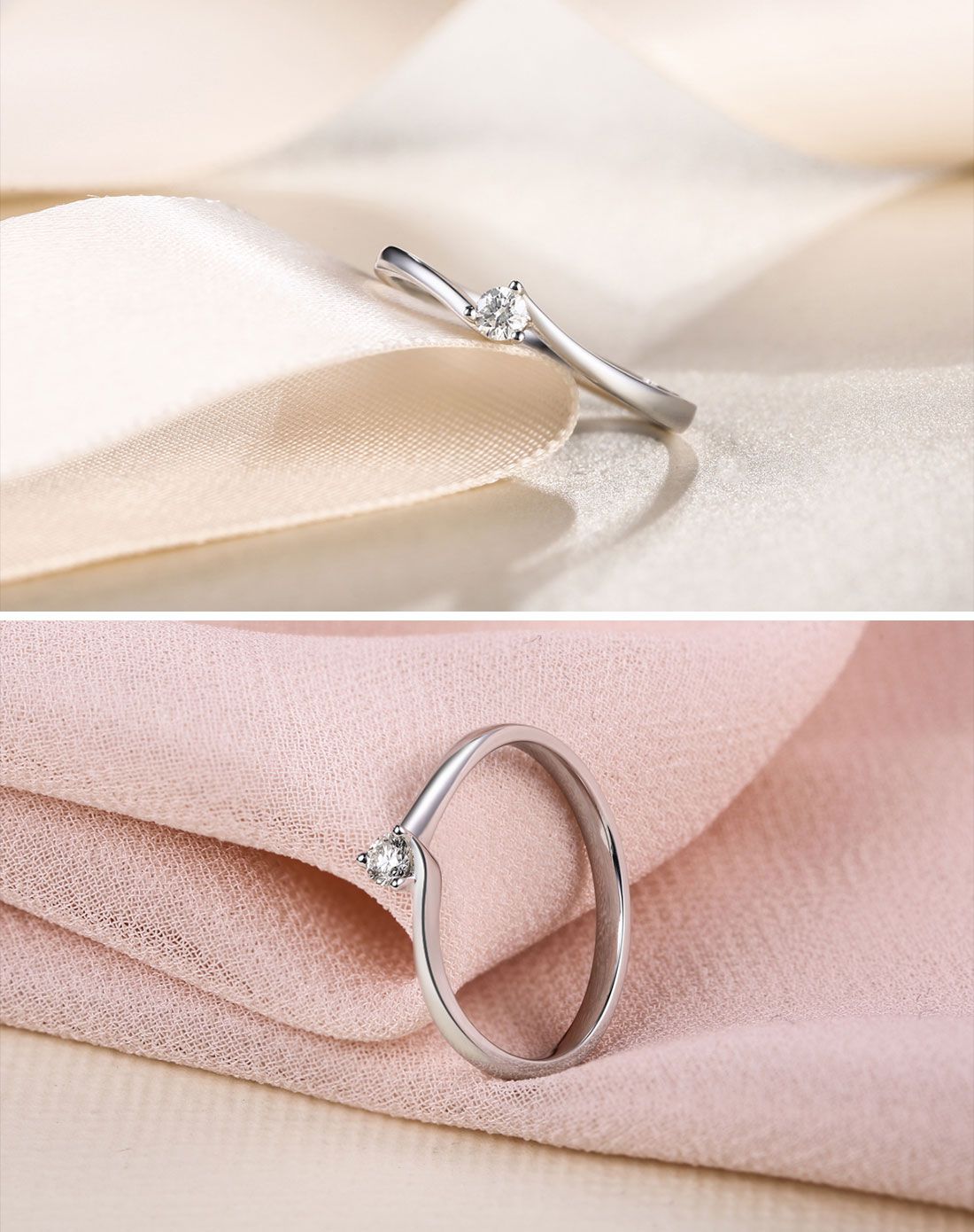 金至尊 18k金k白三爪镶嵌戒指(定价)