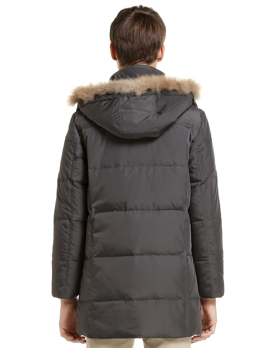 康博男款灰土色经典羽绒服