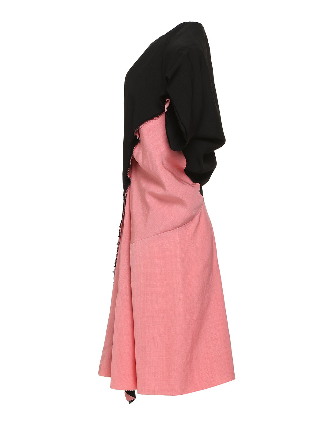 marni女款拼接不规则剪裁蚕丝混纺连衣裙黑/粉色