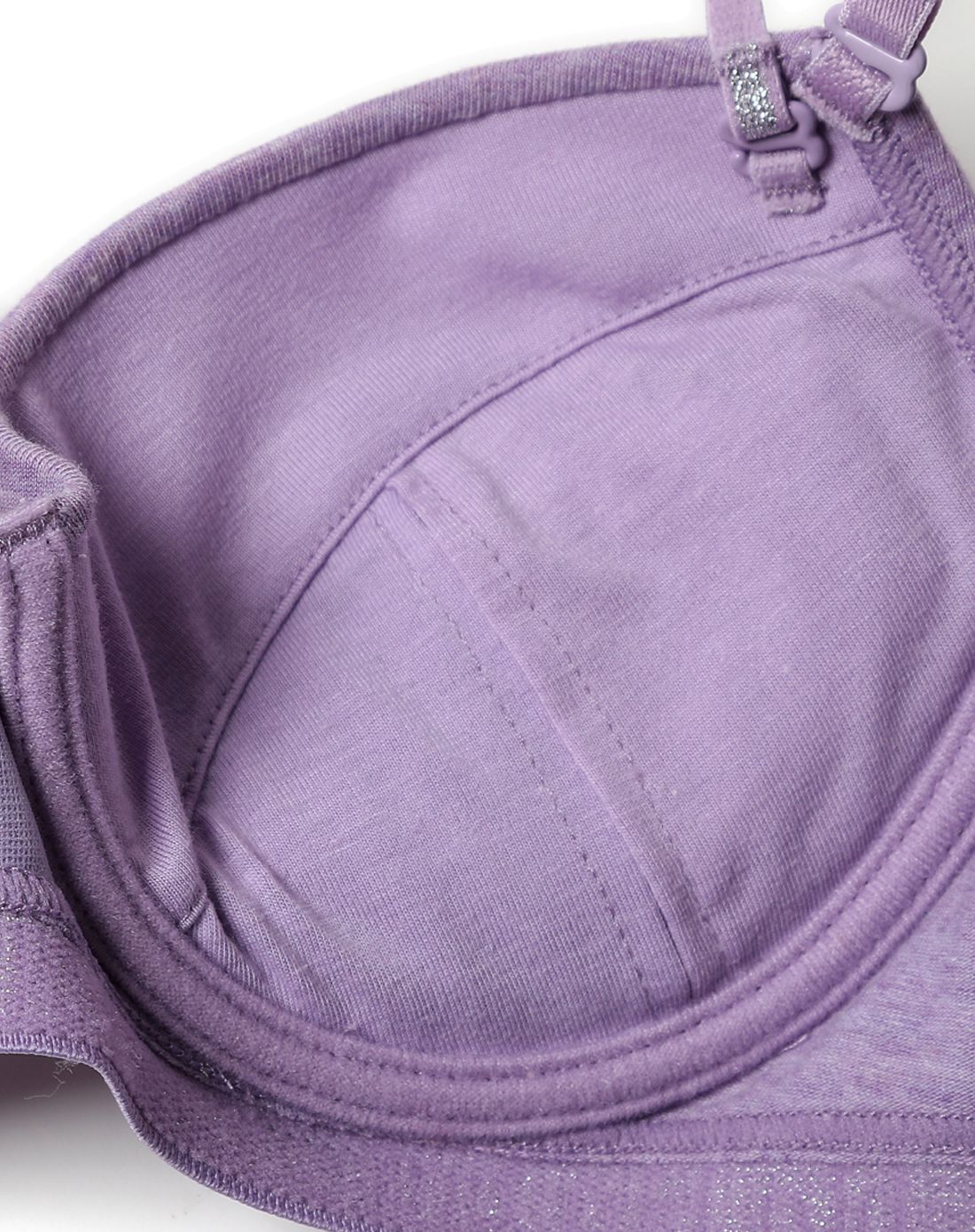 紫色棉质光面3/4内置插片文胸