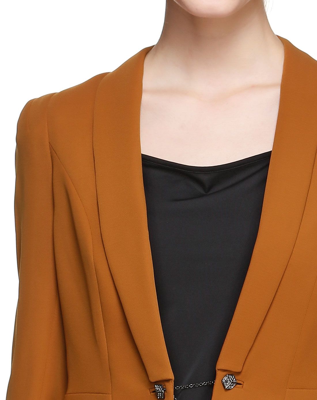 暗橙色斯文气质长袖外套