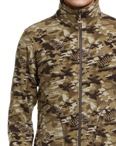 抗静电 男款橄榄褐色户外长袖抓绒外套