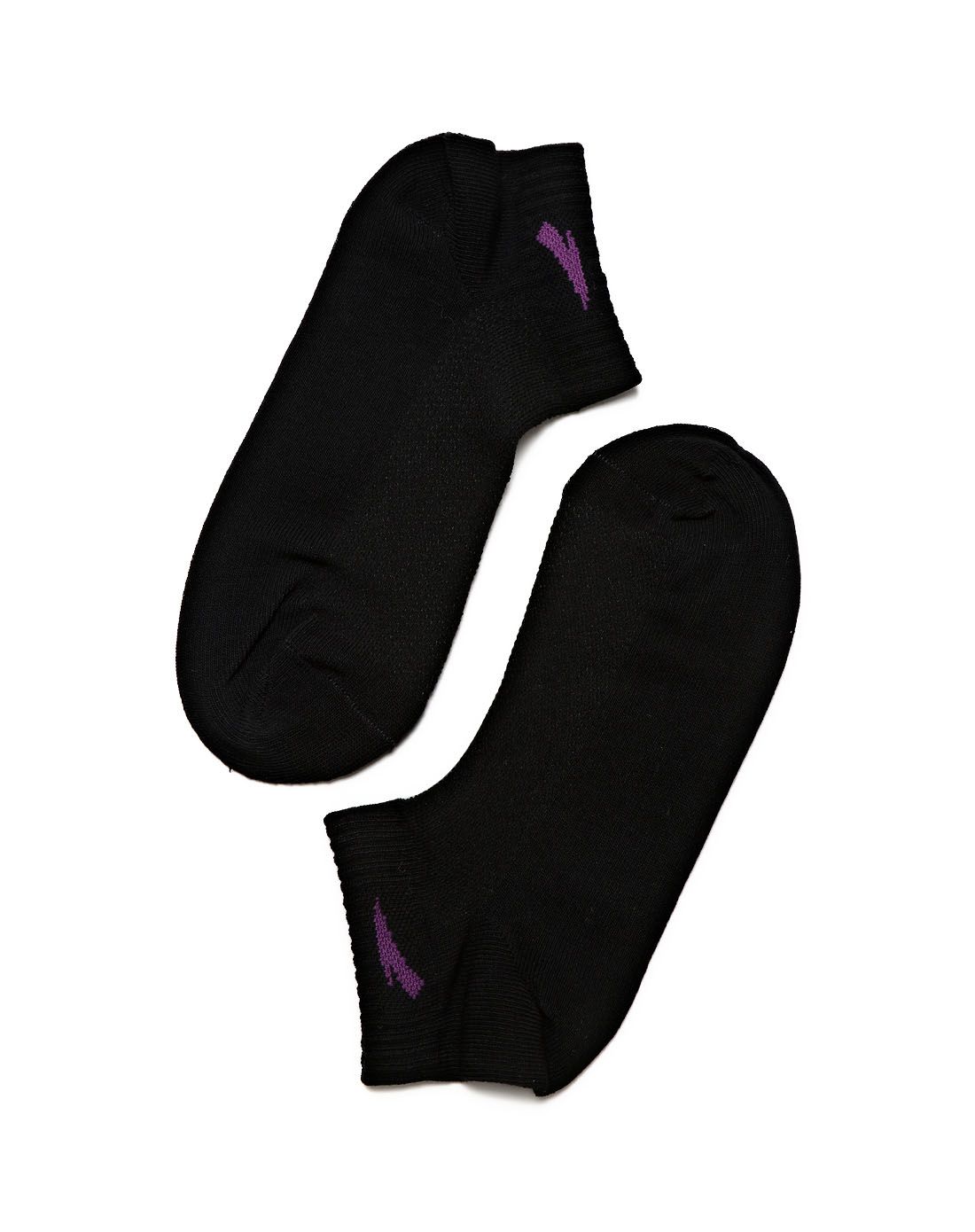 运动舒适 女款黑色平板短袜