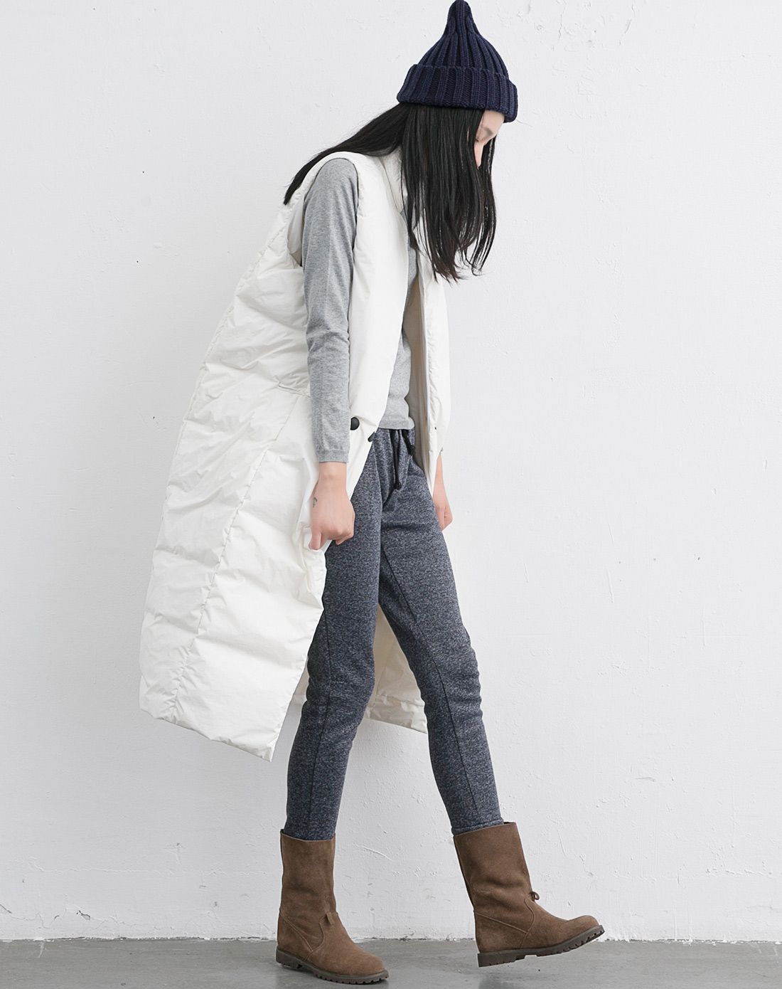 白色百搭长款加厚白鸭绒羽绒马甲