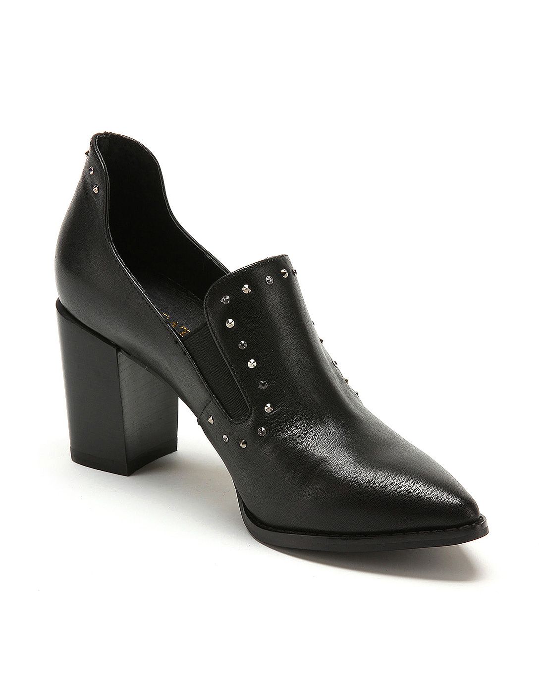 黑色牛皮时尚深口鞋