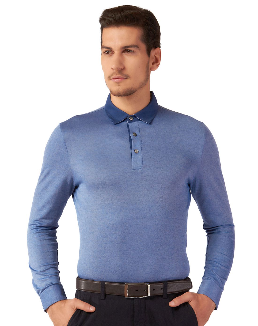 苍蓝色时尚商务t恤衫