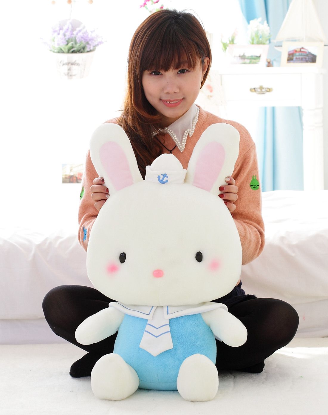 (新款)海军兔-蓝色-25cm