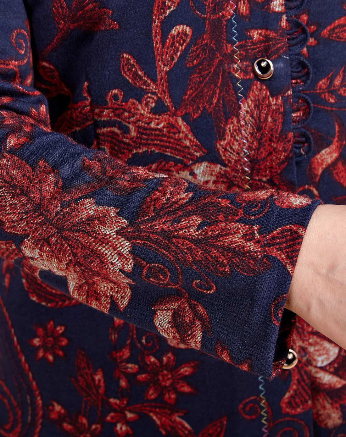 女款青红色印花翻领衬衣