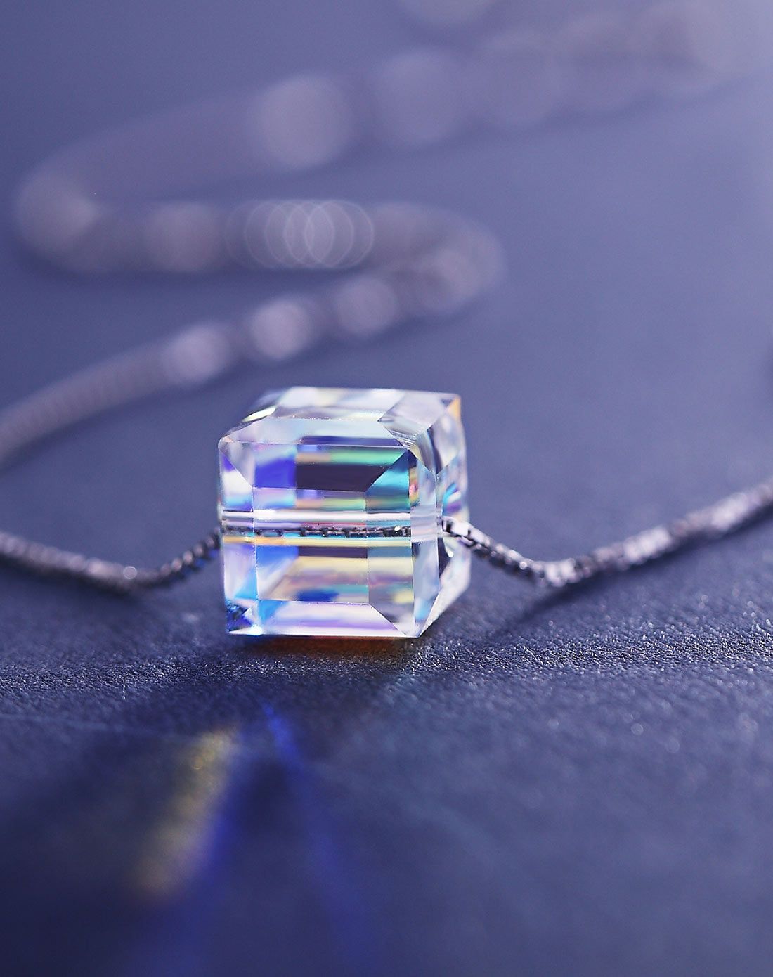 悦动之心施华洛世奇水晶魔方925银项链