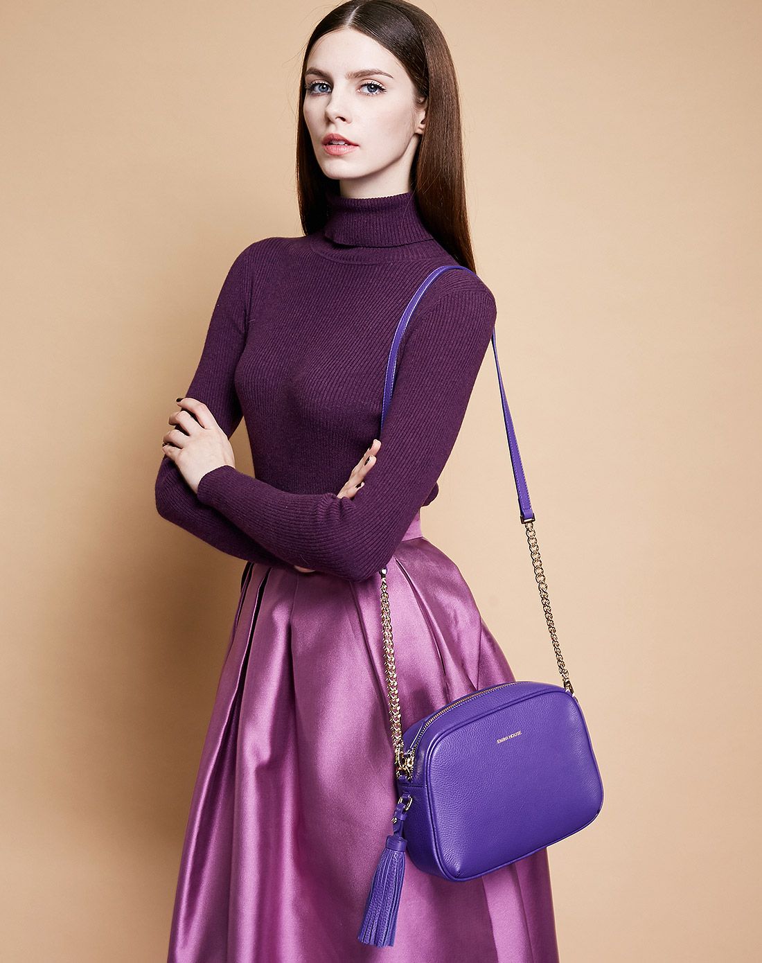 罗兰紫时尚链条流苏系列单肩包