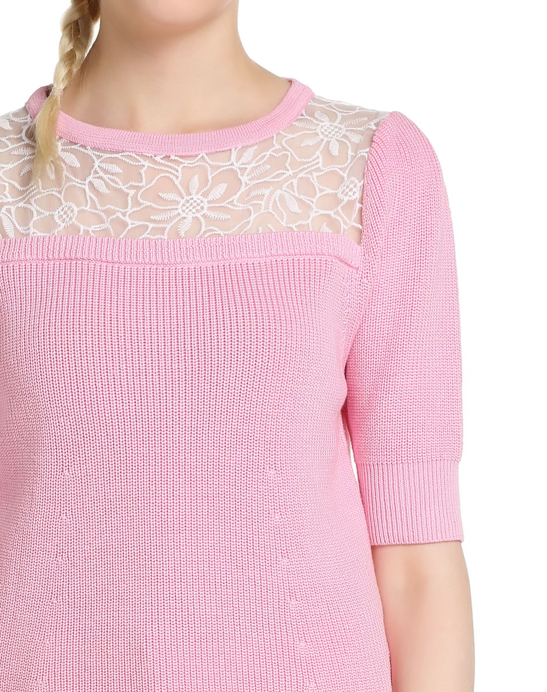 玛丽安玛丽marie n°mary女装专场 粉色拼接舒适百搭针织衫