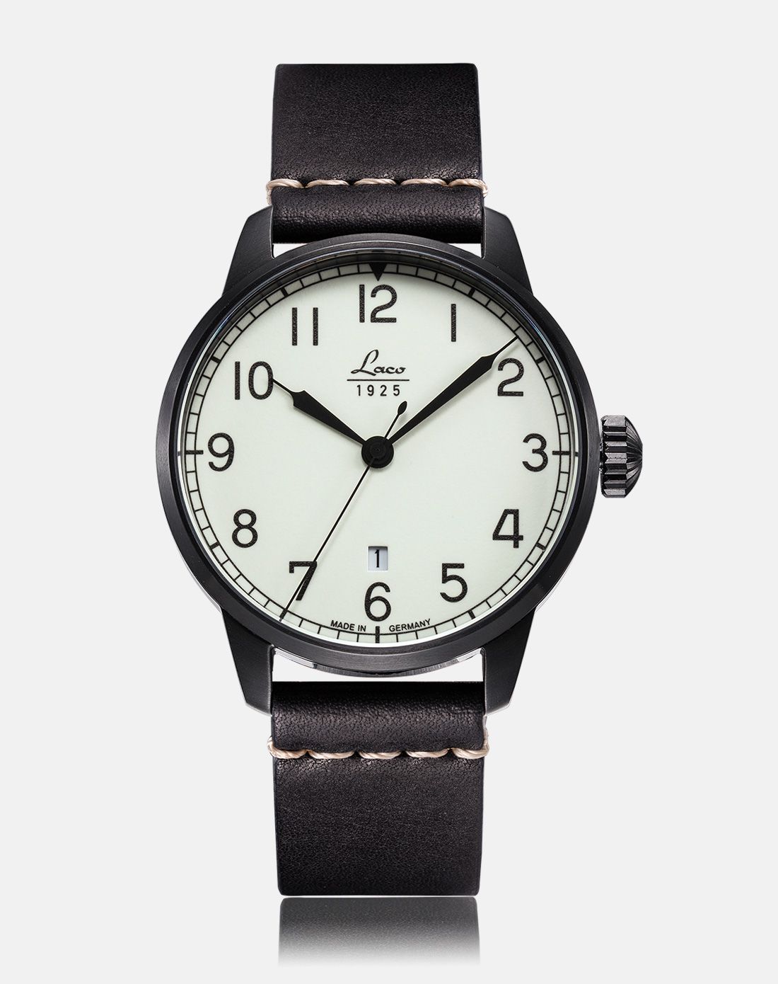 朗坤laco【德国进口】夜光防水皮带男款机械表