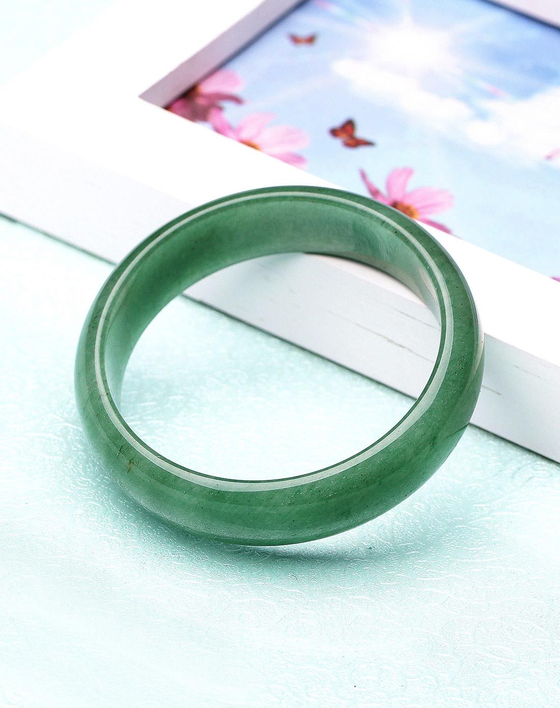 天然翠绿色东陵石手镯(附证书)