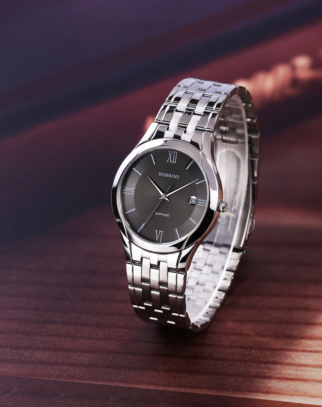 罗西尼rossini手表不锈钢石英枪色男表54575457w03e_唯品会