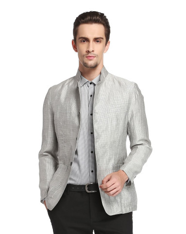 夏利豪charriol男装专场 浅灰色朴素休闲长袖西服