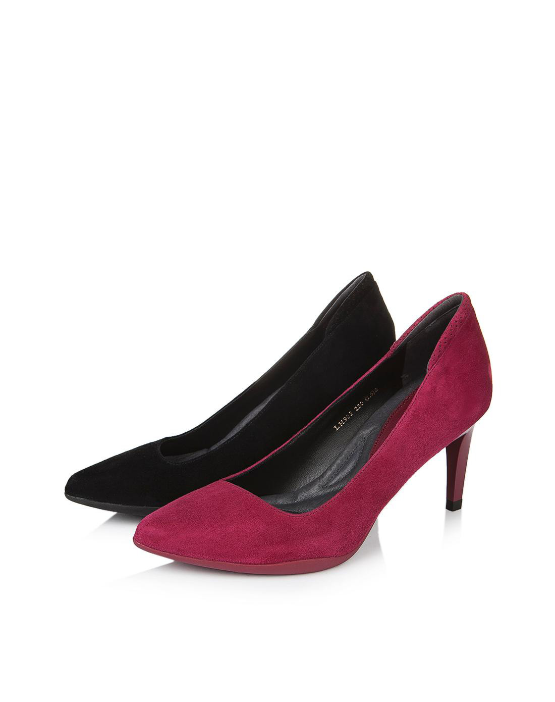 妙丽millies女鞋专场 2016秋季新品红色羊皮细跟女浅口鞋