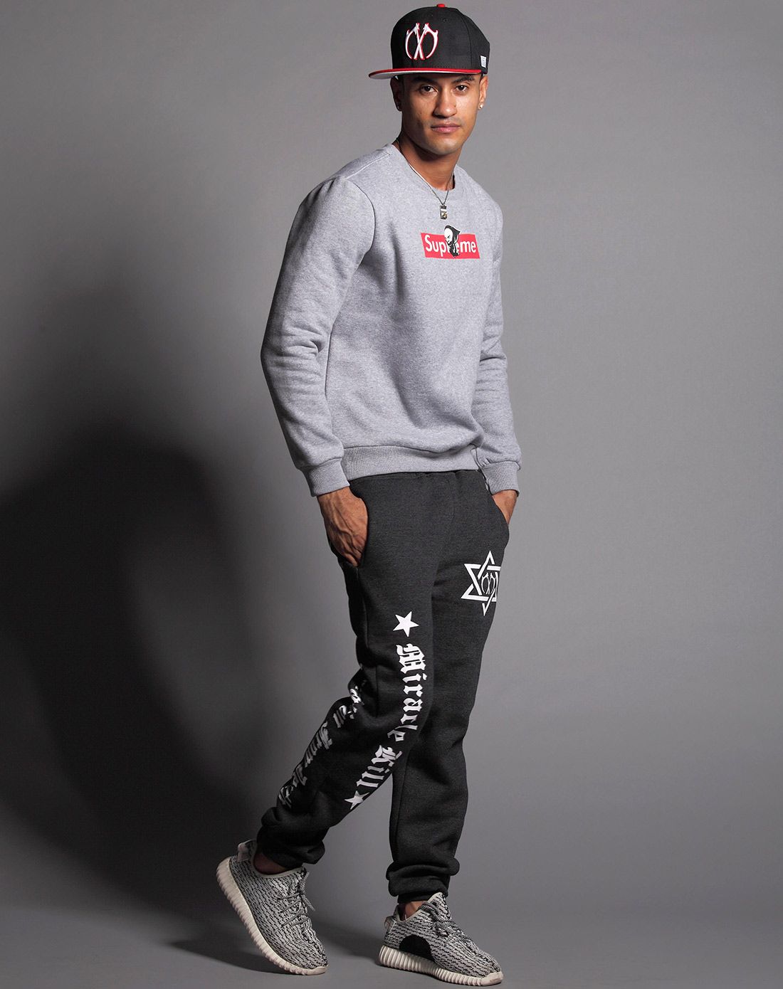 azrael恶搞supreme抓绒套头灰色卫衣