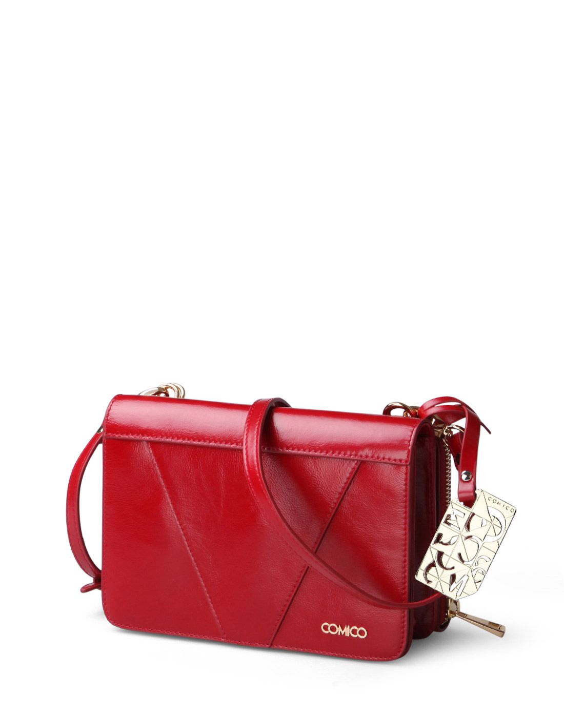comico高美高女款大红色手拿斜跨包c4991