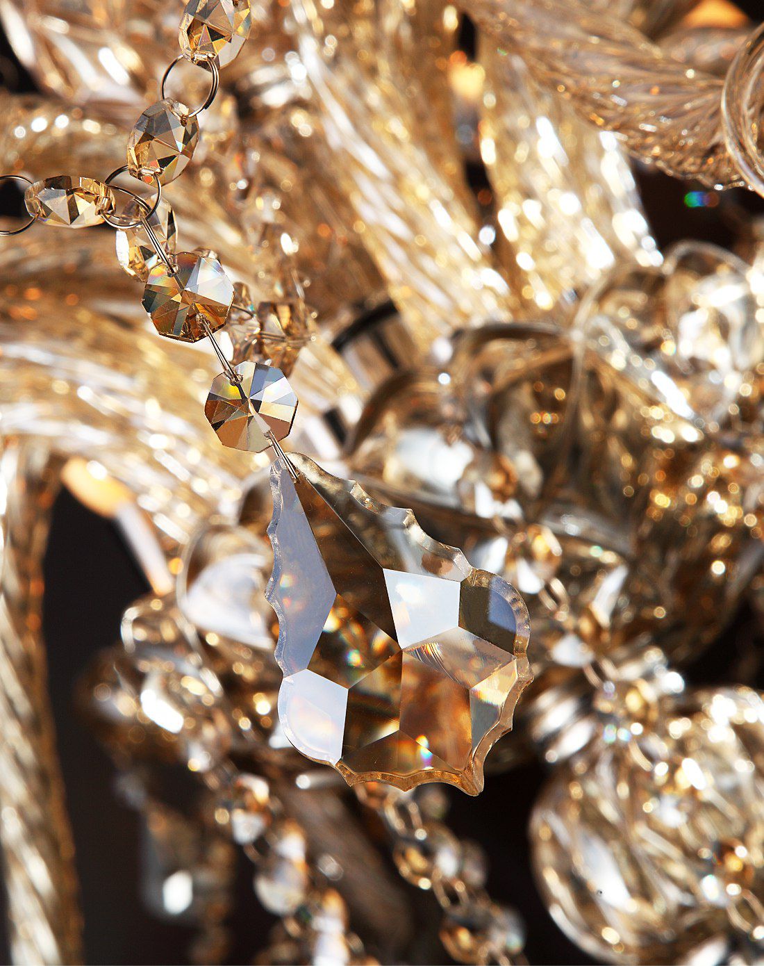 6头 欧式干邑色水晶吊灯 水晶玻璃中柱 e14*6(需另购光源)