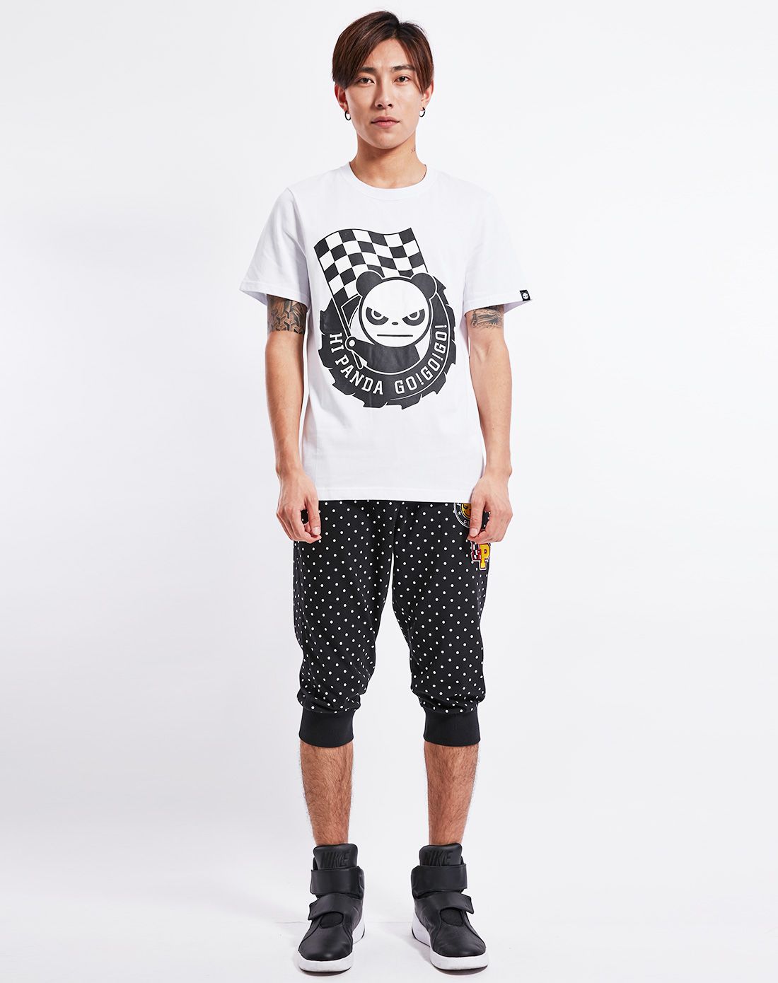 hipanda男女装男款白色熊猫赛车短袖t恤0153111259800_唯品会