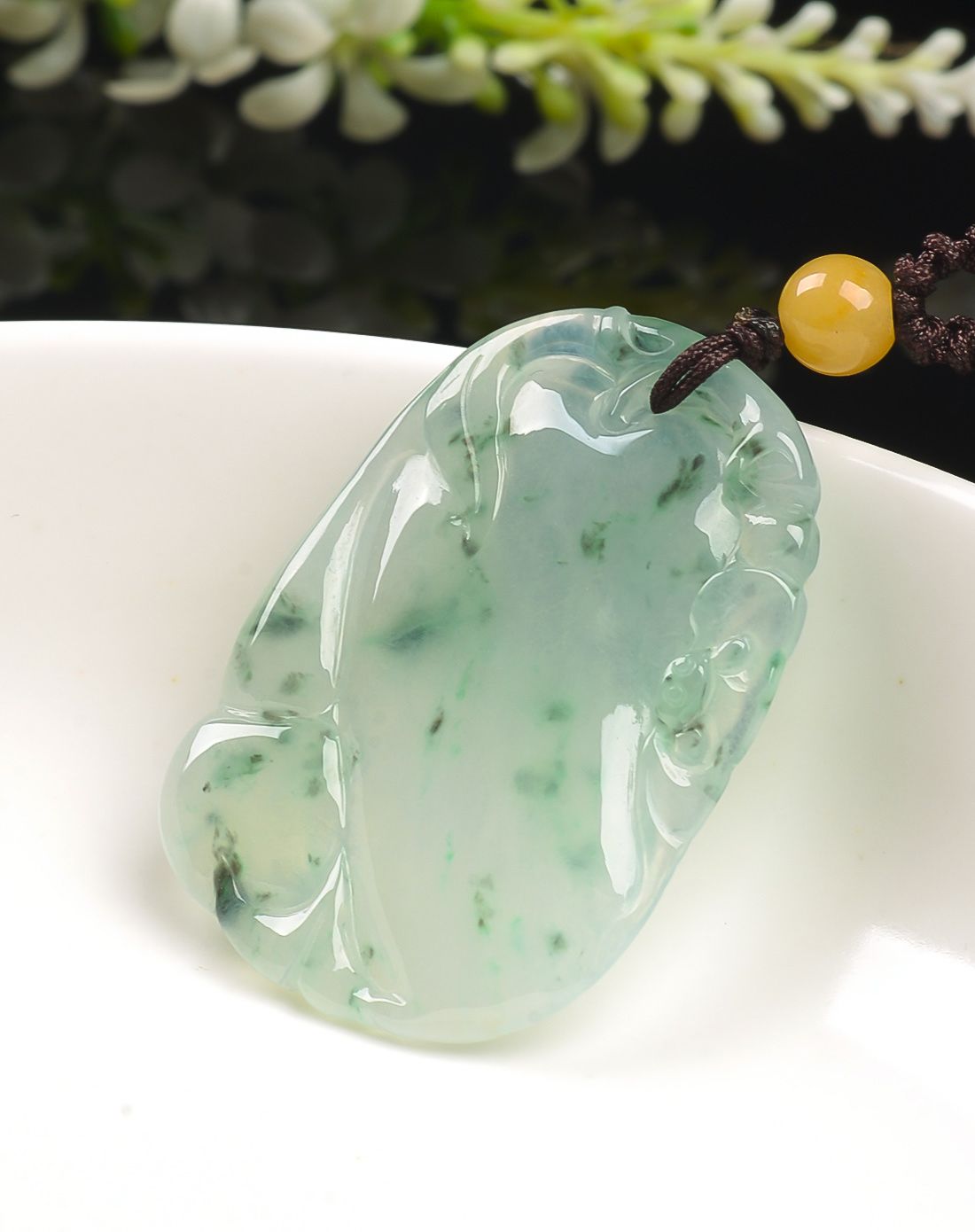 冰种莹润飘花福泽延绵天然翡翠a货挂件