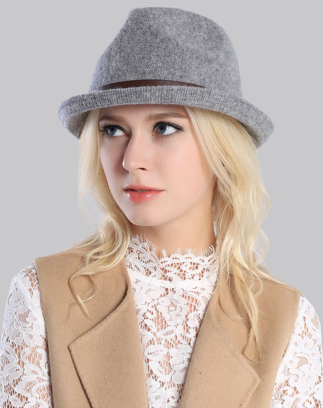 唯品会专供韩式小沿皮绳时装礼帽