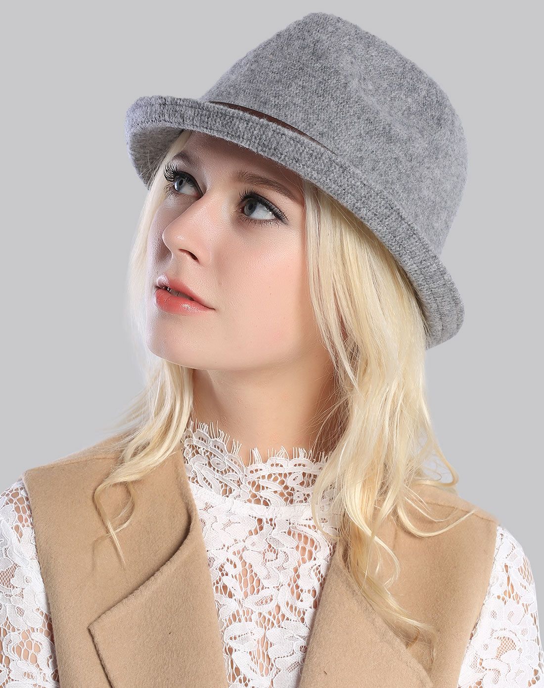 唯品会专供韩式小沿皮绳时装礼帽