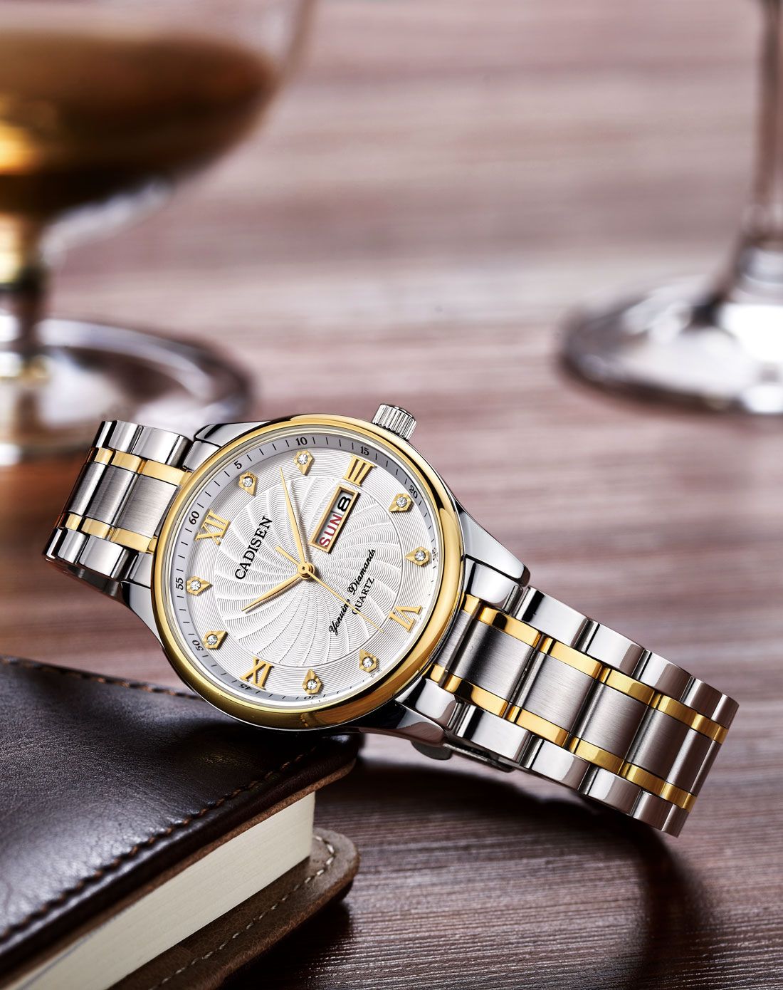 卡迪森 【唯品专供】情侣表不锈钢带进口机芯双历石英男表