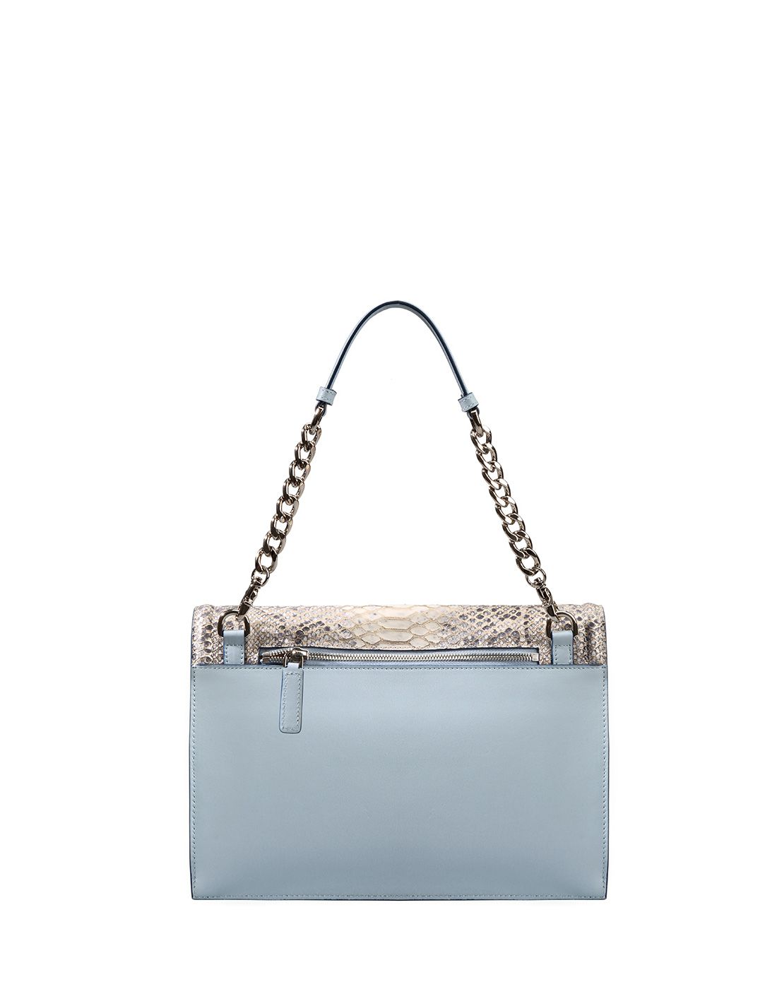 粉蓝色时尚牛皮革女款手拿包