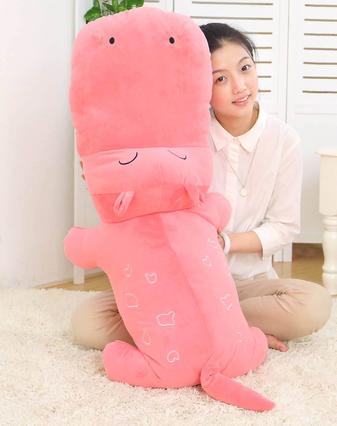 抱抱枕&hwd精品毛绒玩具专场直发货中性粉色河马公仔抱枕80cm76226809