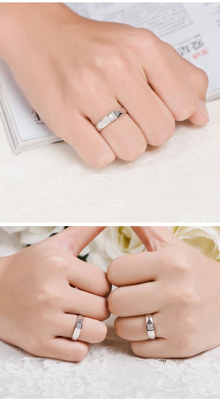 千禧之星 白18k金钻石情侣对戒婚戒女款 情缘