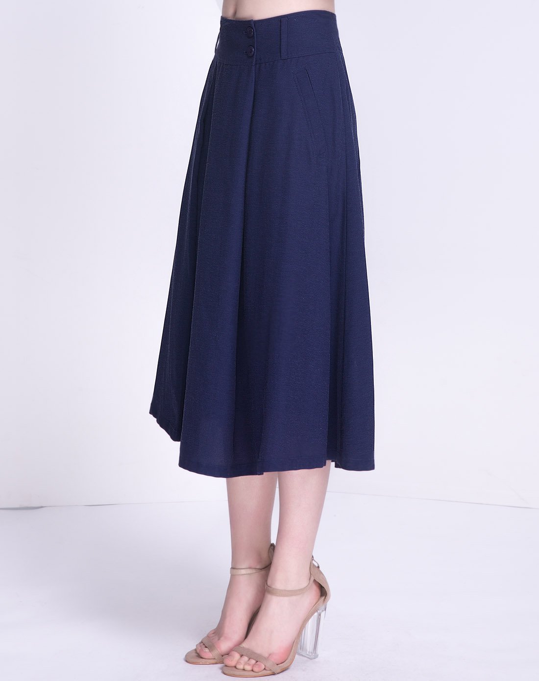 kako藏蓝色优雅修身裙子