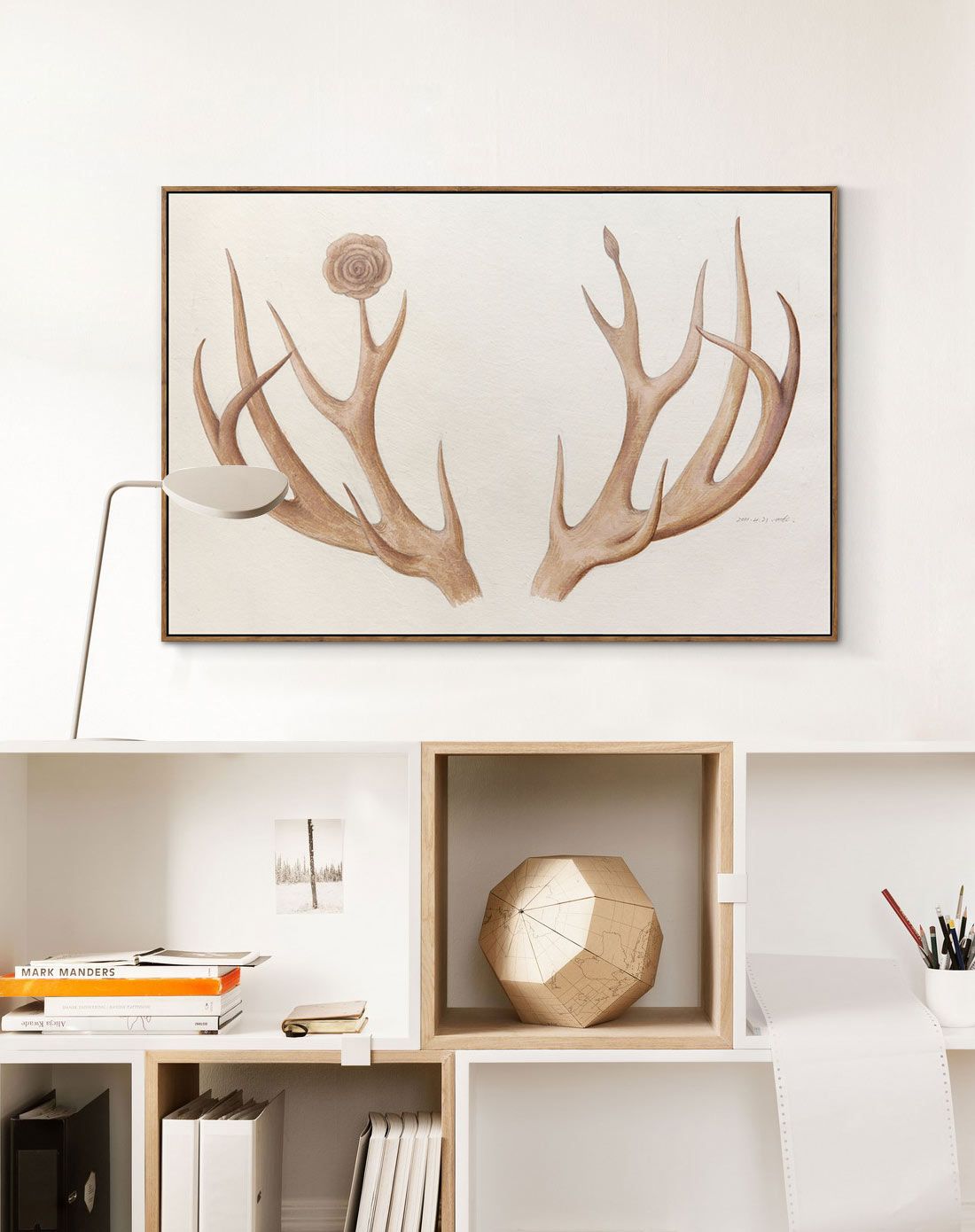 72*52cm鹿角玫瑰 简约装饰画