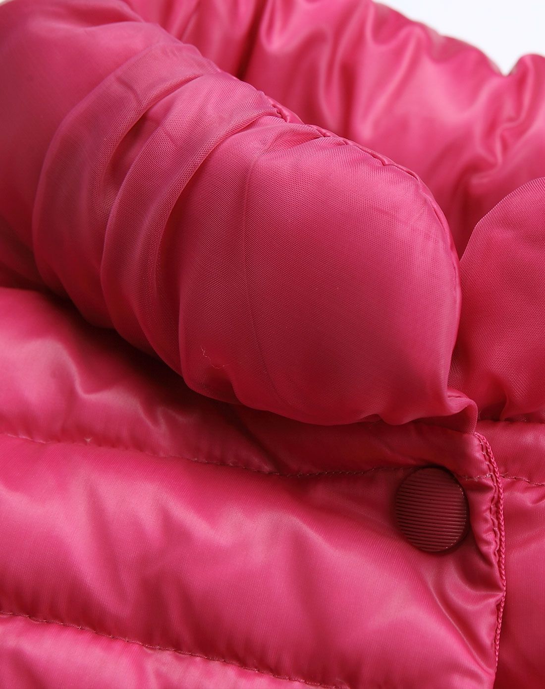 深粉紫后背雪纺拼接无袖羽绒