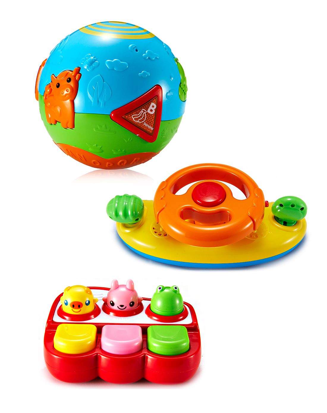 澳贝auby玩具专场【套装】快乐方向盘 农场滚滚球 小小音乐家463416ta