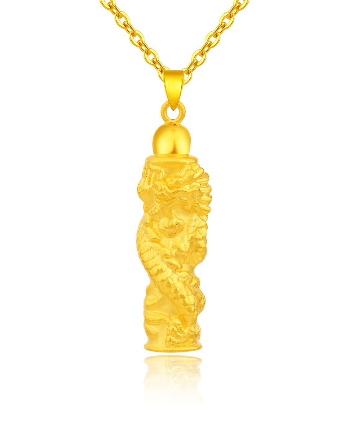 老庙3d硬足金黄金吊坠霸气攀龙柱(约5.93克)不含链