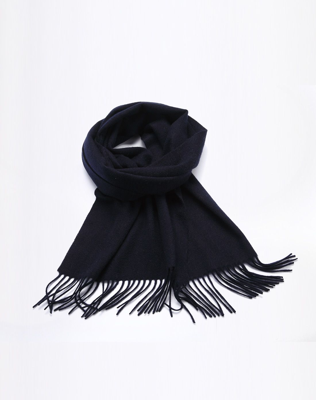 藏青色羊绒素色围巾