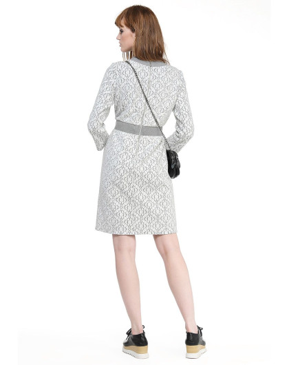 (特惠)唯颂女装2015秋冬新款x廓形高腰修身蕾丝连衣裙长袖棉质中裙a字