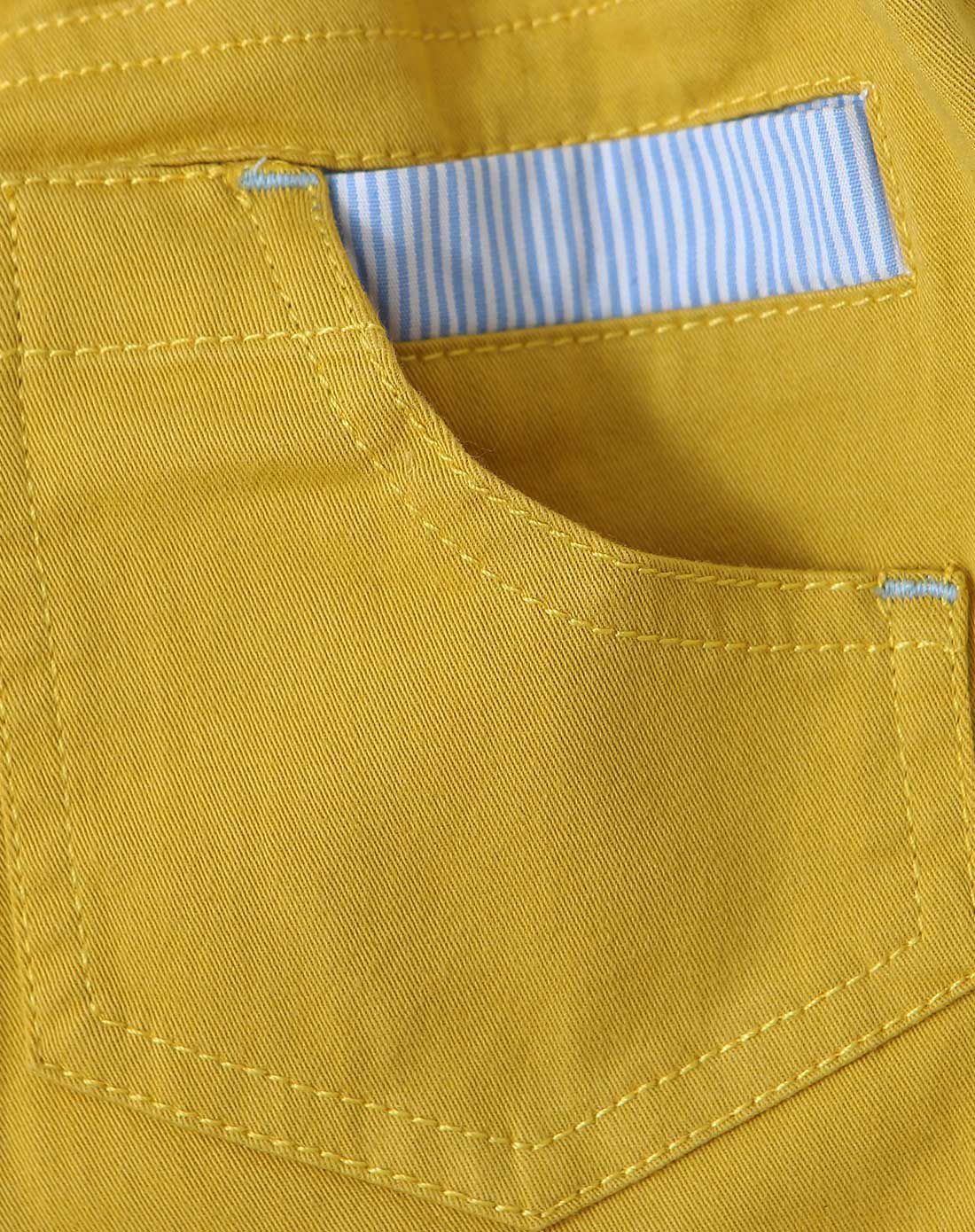 铭黄男童简约口袋条纹拼接七分裤