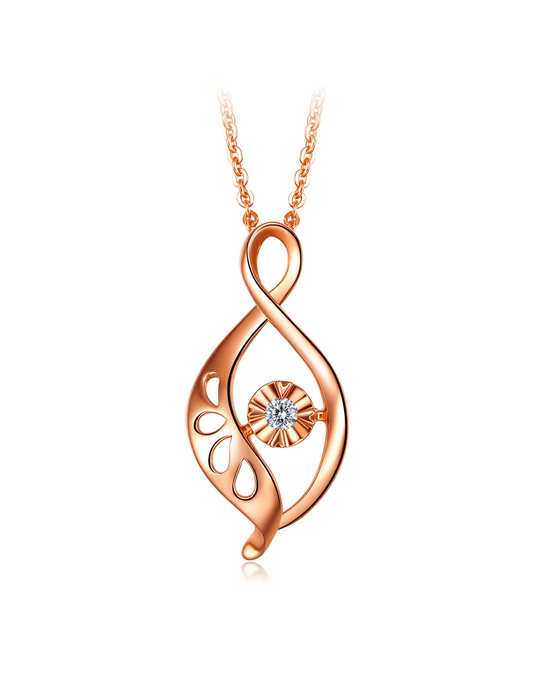 金至尊 18k金夏曲系列玫瑰金时尚吊坠(定价/不含链)