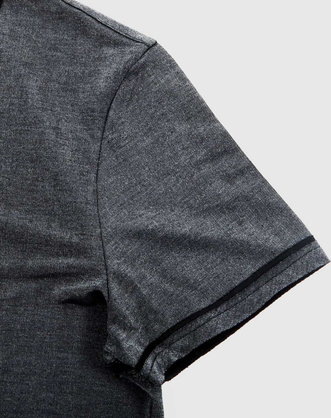 深银灰色 进口面料修身免烫v领t恤