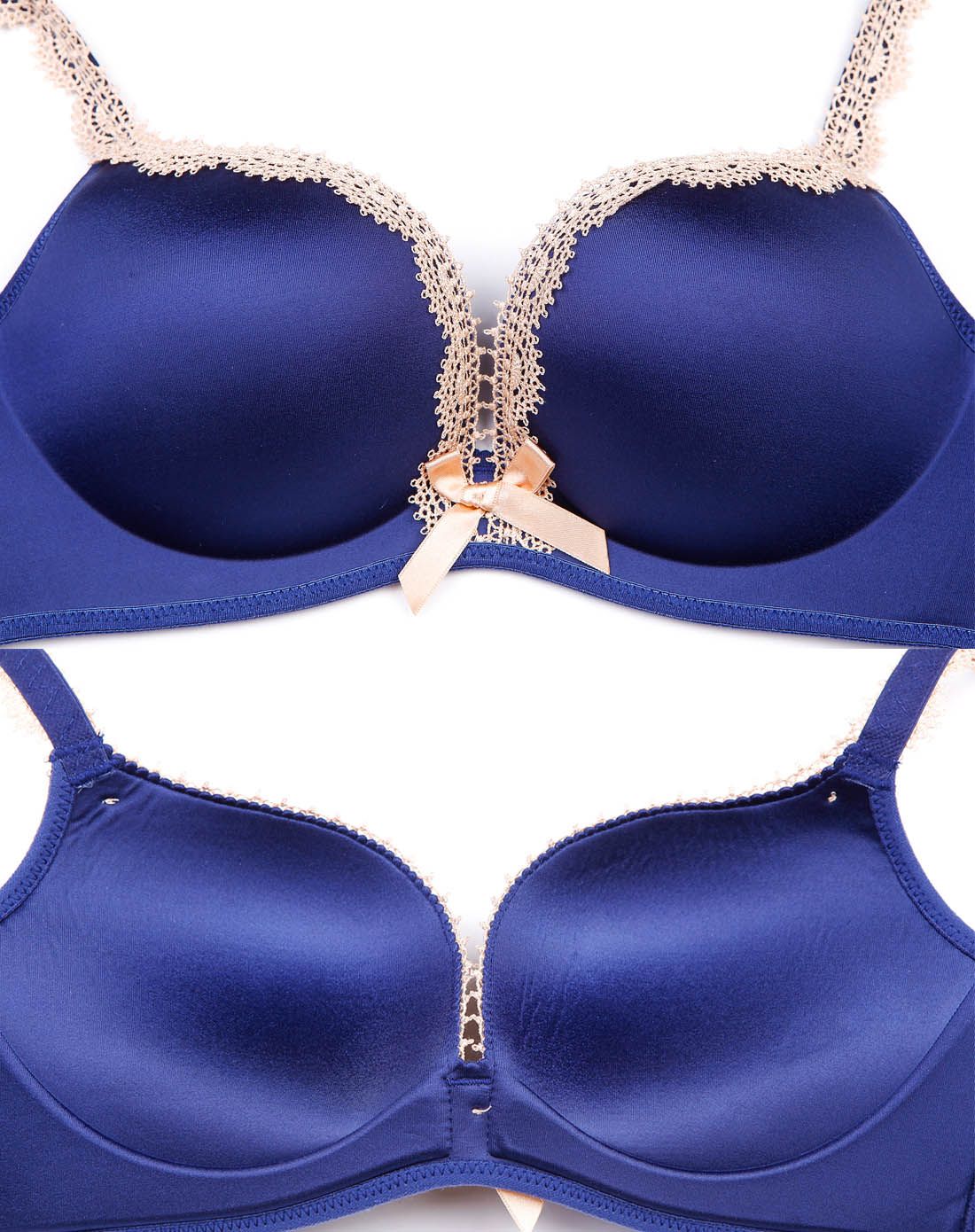 宝蓝色高贵典雅光面3/4中薄杯文胸