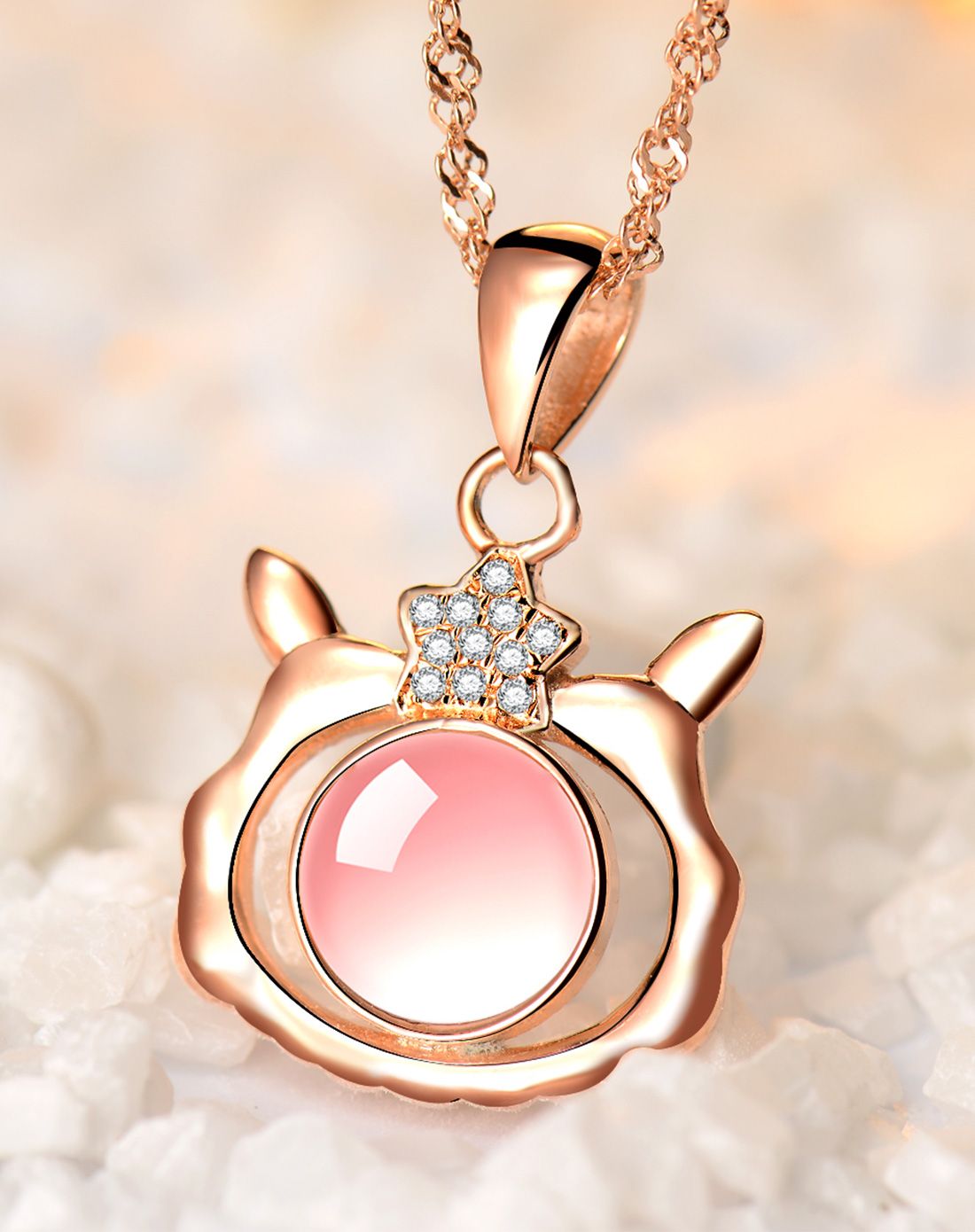 s925银镶嵌芙蓉石十二星座项链 白羊座(配证书)