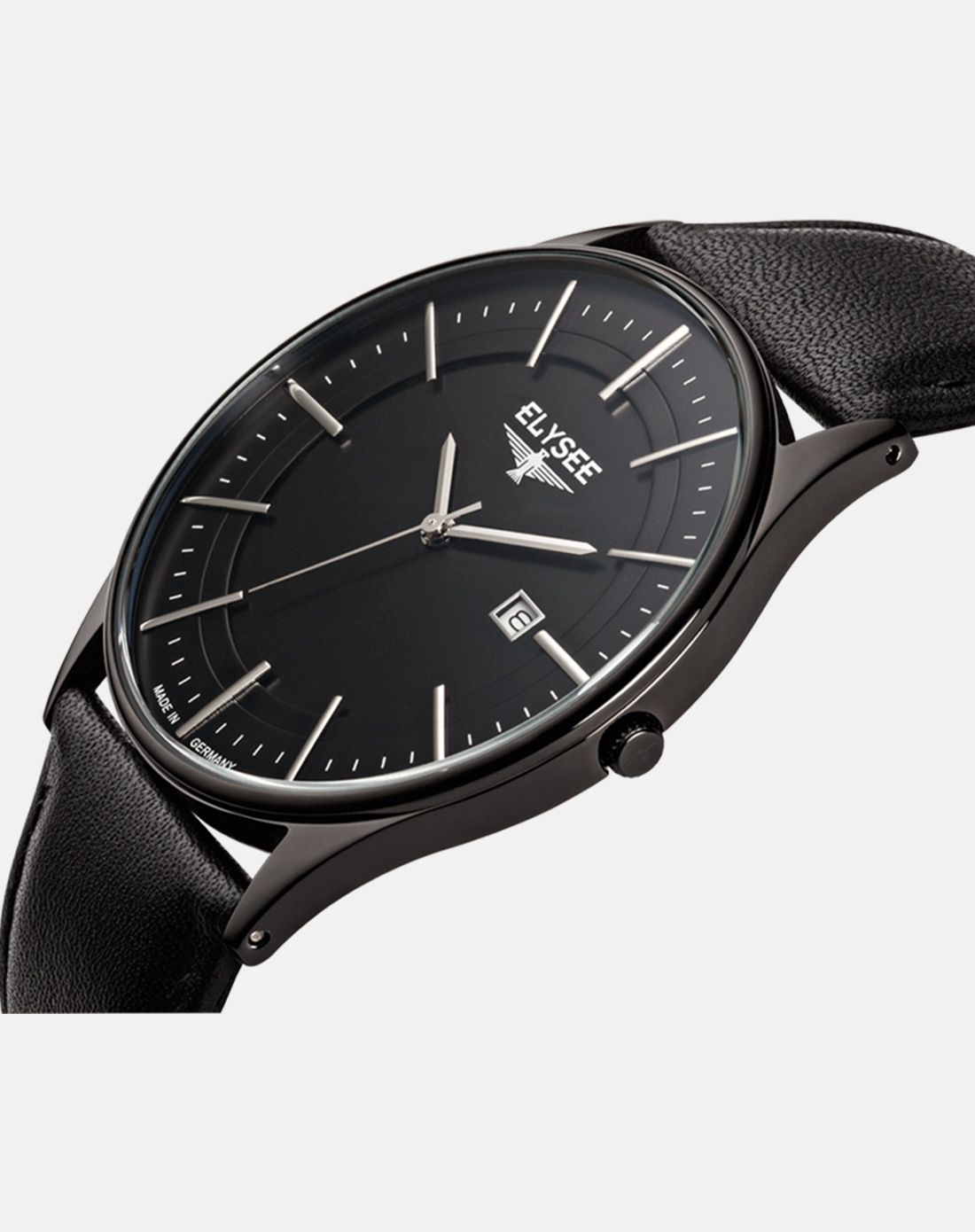 爱丽舍elysee 【德国腕表 原装进口】 商务简约黑色皮带石英男表