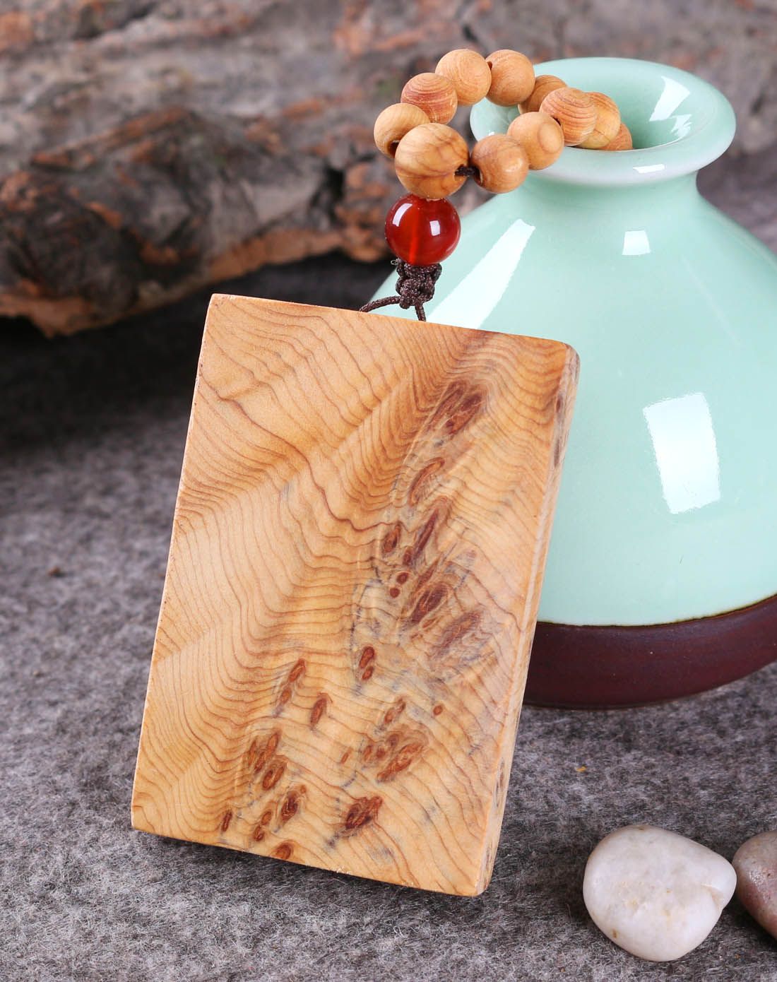 天然崖柏木平安无事牌太行料带瘤疤水波纹