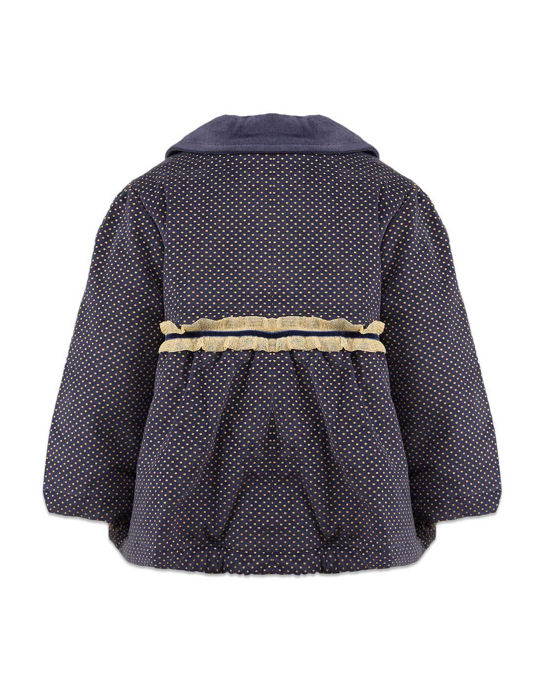 婴姿坊yingzifang婴童服饰新年钜惠专场女童深宝兰高腰翻领棉外套