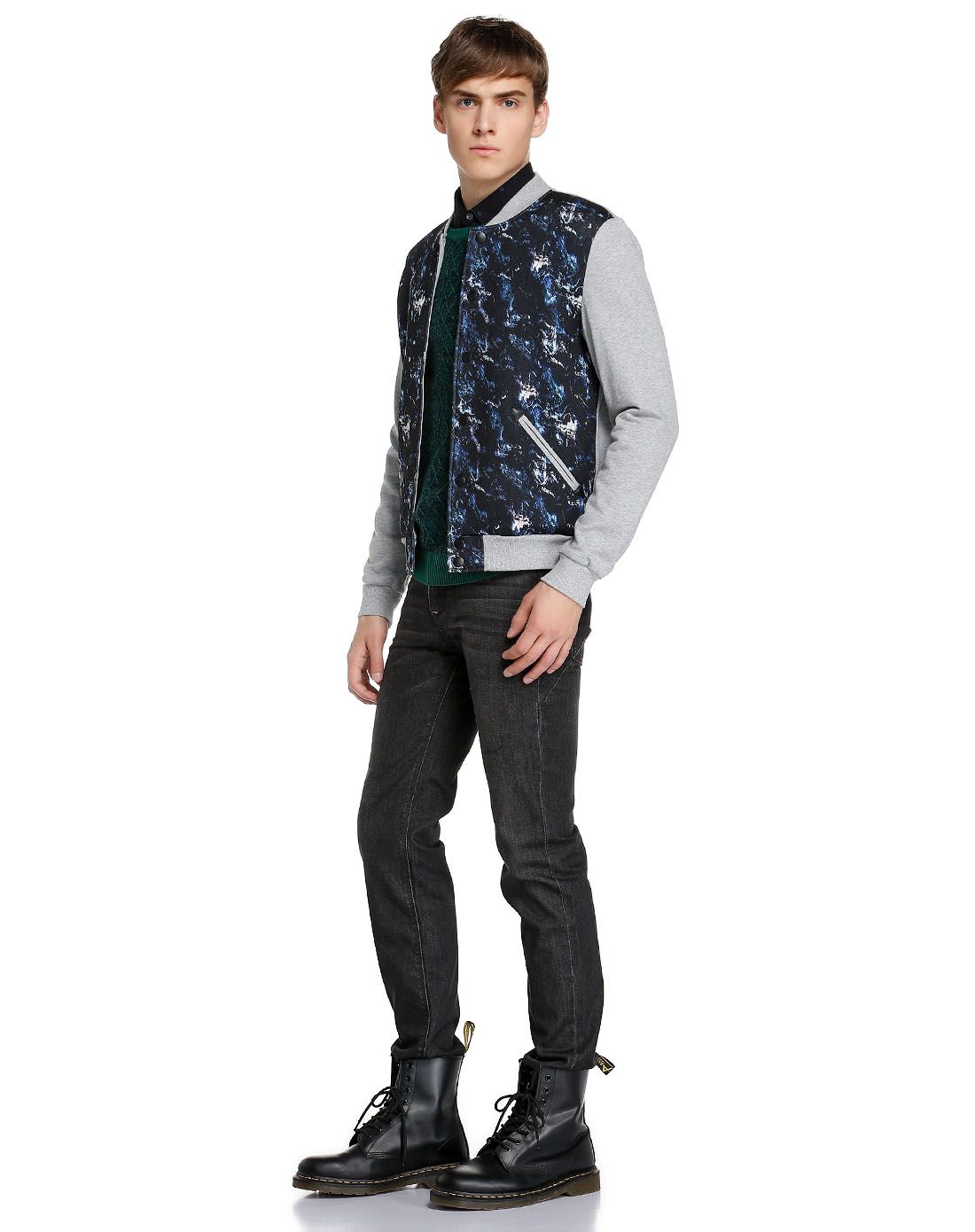 马克华菲mark fairwhale jeans多色印花帅气休闲长袖外套