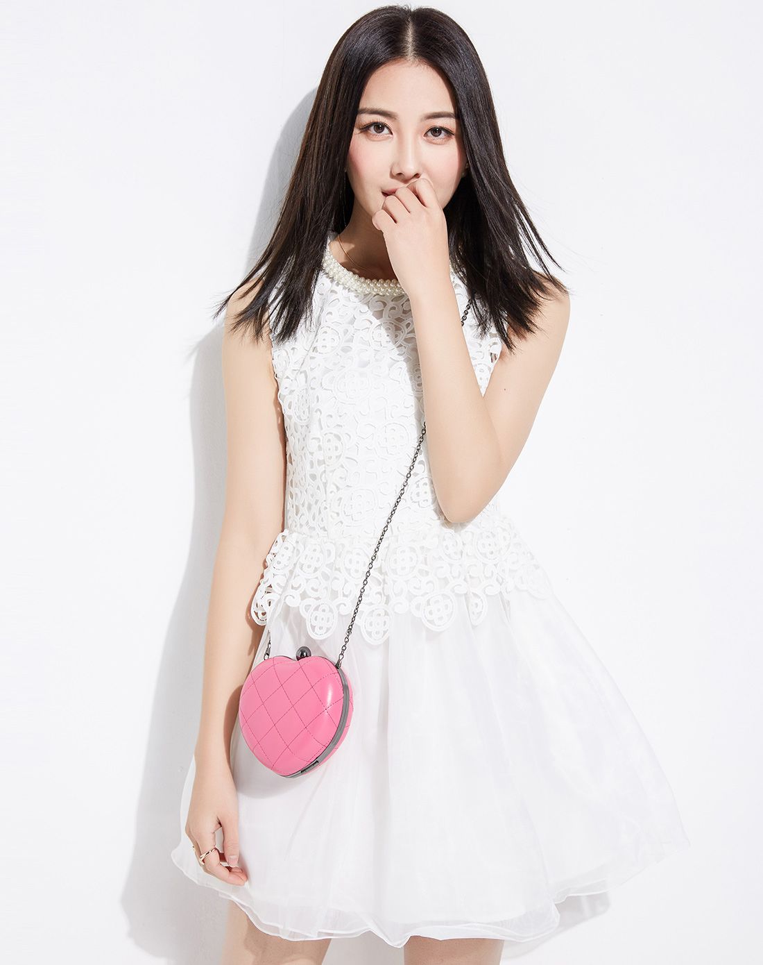 佳人苑jry白色欧根纱拼接钉珠甜美连衣裙51909110_唯品会