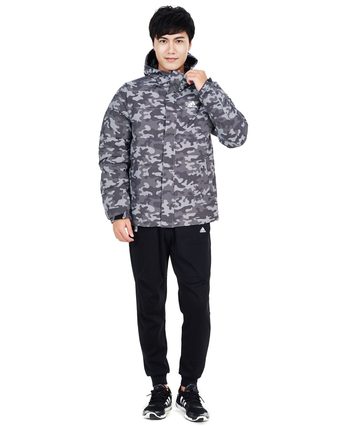 防寒保暖 男款灰色迷彩羽绒服 训练系列