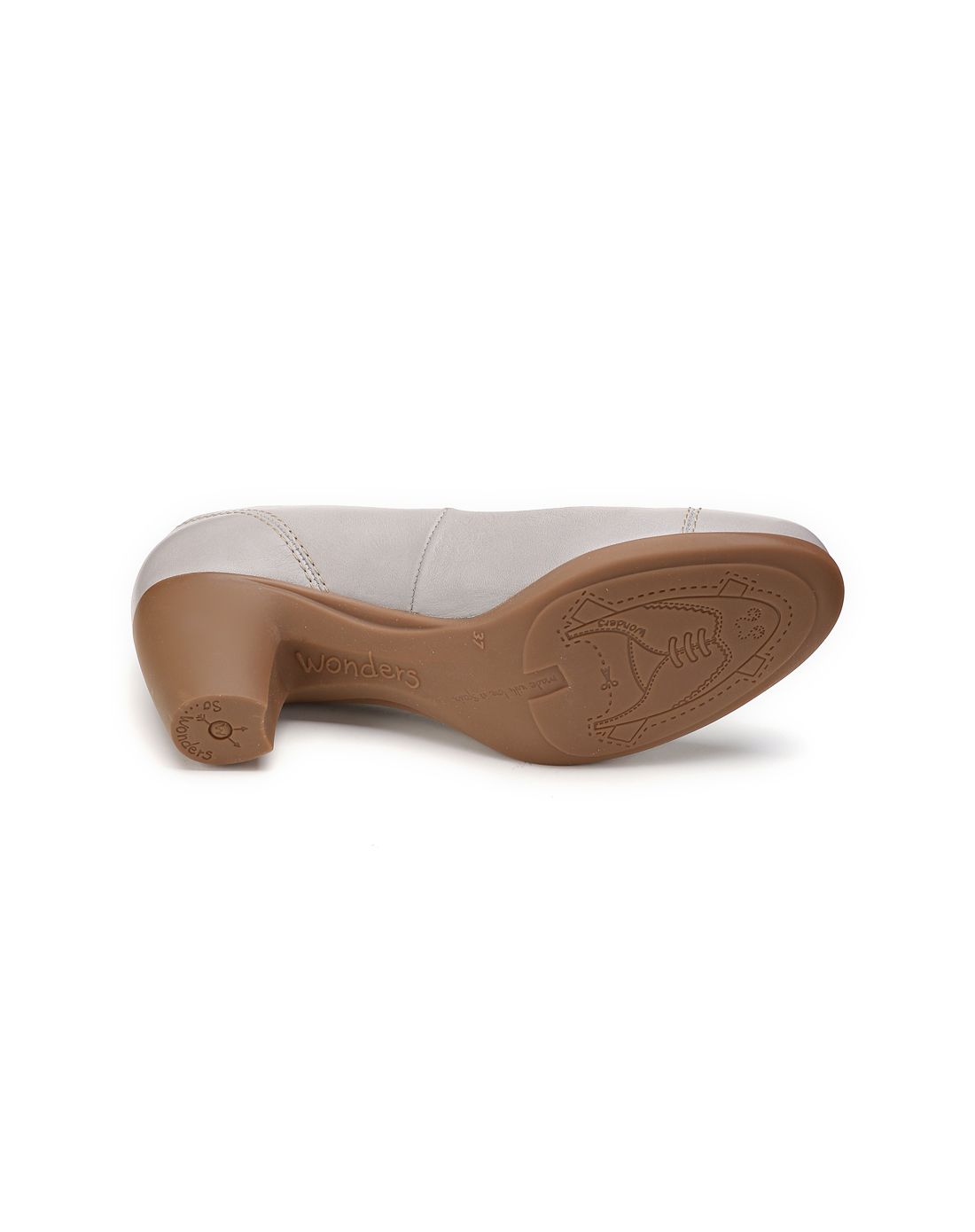 wonders 西班牙进口灰色素面简约中跟单鞋